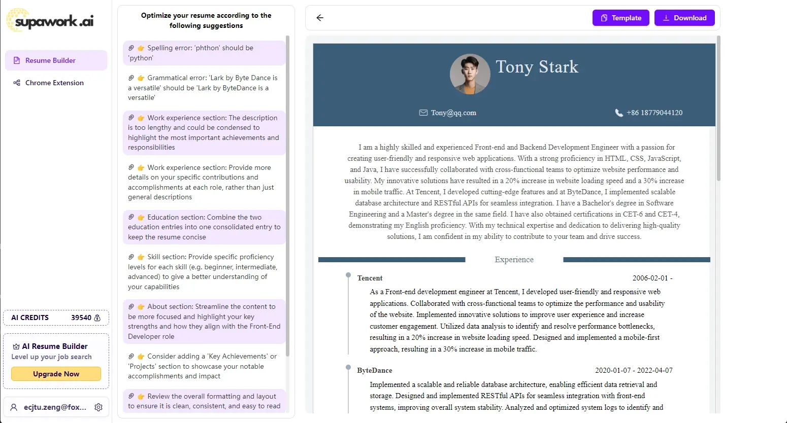 Free AI Resume Builder